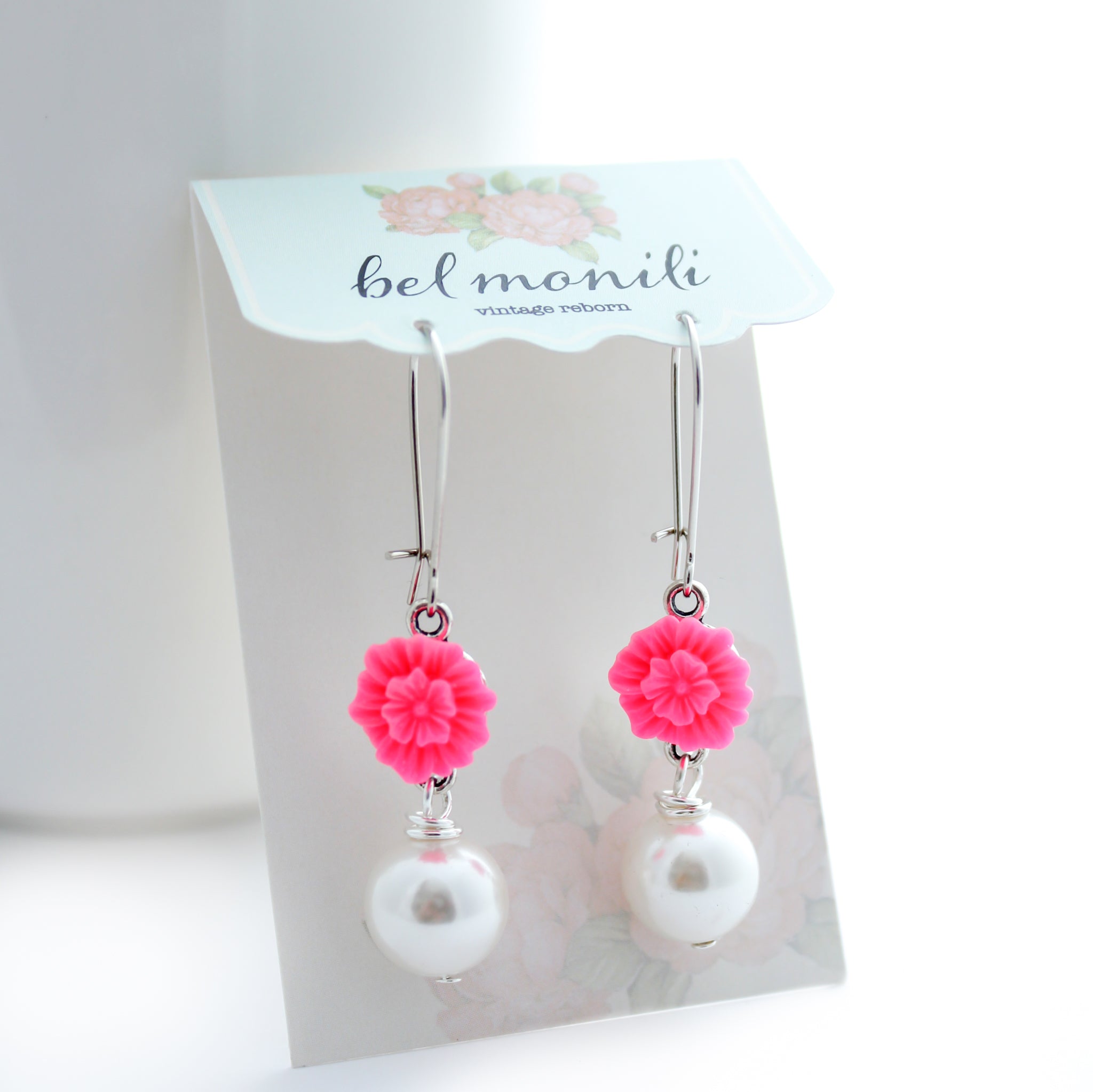 Beaded Ball Earrings - Hot Pink – Bead Me A Story